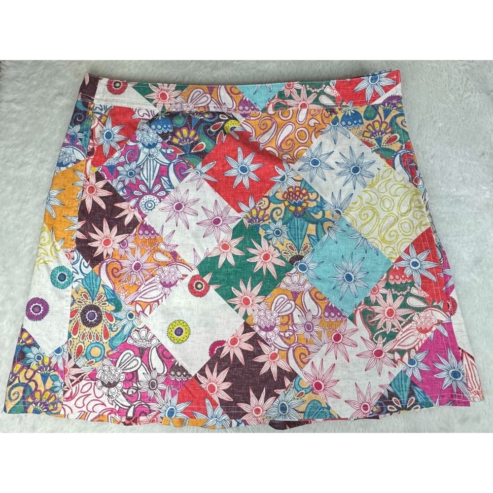 RipSkirt Hawaii Wrap Skirt Womens XL Floral Patchwork Print Travel Beach EUC
